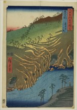 The Road Below the Rakan Temple in Buzen Province, from the series "Fifty-Three Stations of the Tokaido”.