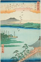 Descending Geese at Katada (Katada rakugan), from the series "Eight Views of Omi (Omi hakkei)", 1857.