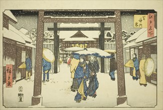 Shinmei Shrine in Shiba (Shiba Shinmeigu), from the series "Famous Places in Edo (Edo meisho)", 1858.