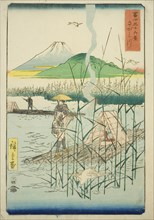 Sagami River (Sagamigawa), from the series "Thirty-six Views of Mount Fuji (Fuji sanjurokkei)", 1858.