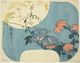 Morning Glories, Pinks, and Maiden Flower, from the series "Seven Autumn Flowers in Moonlight", 1830/44.