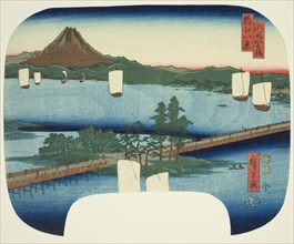 Long Bridge at Seta (Seta no nagahashi), from the series "Eight Views of Omi (Omi hakkei)", 1852.