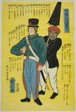 Dutch (Orandajin), from the series "People of the Five Nations (Gokakoku no uchi)", 1861. European with Indian servant.