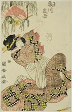 The actor Fujikawa Tomokichi II as Okaru, wife of Kanpei, early 19th century.