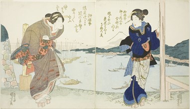 Two women by a tea house in Takanawa, n.d.