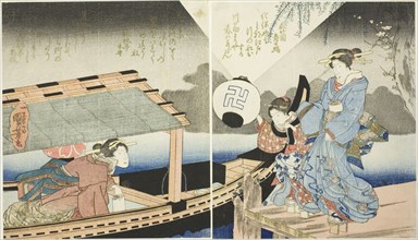 Night scene aboard a pleasure boat, c. 1830s.