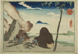Asakusa Imado, from the series "Famous Places in the Eastern Capital (Toto Meisho)", c. 1832/33. The Tile Kilns at Imado, Asakusa.