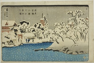 Snow on Benten Hill at Kinryuzan Temple in Asakusa (Asakusa Kinryuzan Bentenyama setchu no zu), 1853.
