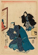 Ichikawa Danjuro VII before a screen decorated with peonies, c. 1847/52.