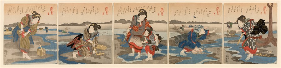 Low Tide at Susaki - A Set of Five (Shiohi goban no uchi), c. 1828/30.
