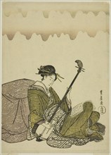 Woman playing shamisen, from an untitled series of women at leisure, c. 1795/1800.