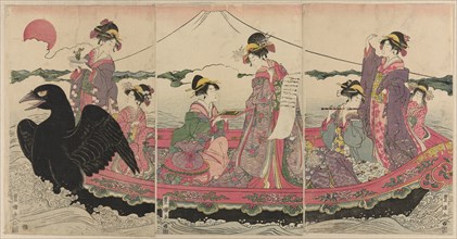Women on a boat at New Year imitating the Seven Gods of Good Fortune, n.d.