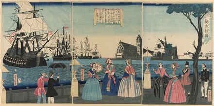 England (Igirisu koku), 1865. British people, sailing ships and churches seen through Japanese eyes.