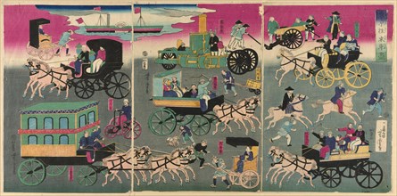 Vehicles on the Streets of Tokyo (Tokyo orai kuruma zukushi), 1870.