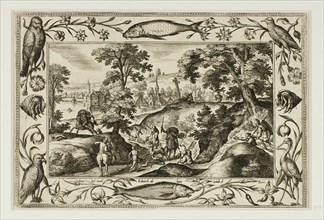 Deer Hunt, from Landscapes with Old and New Testament Scenes and Hunting Scenes, 1584.