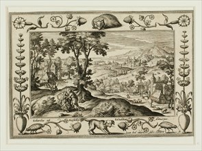Judah and Tamar, from Landscapes with Old and New Testament Scenes and Hunting Scenes, 1584.