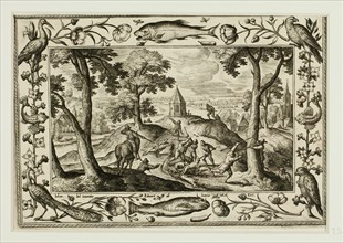 Wolf Hunt, from Landscapes with Old and New Testament Scenes and Hunting Scenes, 1584.