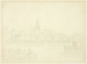 Study for Mounting Guard, St James Park, from Microcosm of London, c. 1809.