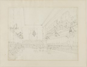 Study for The Hall, Blue Coat School, from Microcosm of London, c. 1808.