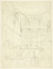 Study for Session House, Clerkenwell, from Microcosm of London, c. 1809.