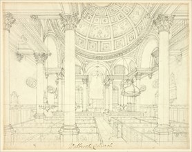 Study for St. Stephen's Walbrook, from Microcosm of London, c. 1809.