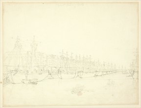 Study for West India Docks, from Microcosm of London, c. 1809.