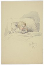 Child Asleep (recto), and Fishermen on Dock (verso), 1847.