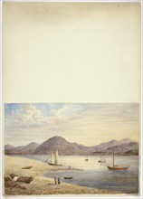 View of Harbor with Four Sailboats, n.d.