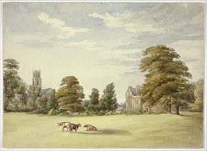 Cows before Manor House and Church, n.d.