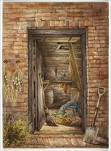 Brick Wall with Open Door and Shovel, 1852.