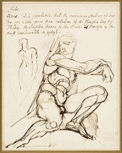 Study of Ignudo in Sistine Chapel, Rome (recto); Paraphrase of the Ignudo Seated to Upper Right of Prophet Jeremiah in Chapel, Rome (verso), c. 1800.