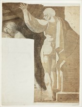 Male Figure with Left Arm Raised Seen from the Back, and Fragment of Old Man, 1770/75.