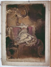 Sketch for 'Dido on the Funeral Pyre' (recto); Erotic Sketch of Man and Woman (verso), c. 1781.
