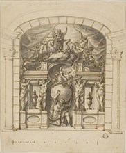 Design for Stage Scenery (Hampton Court) with Mythological Figures, 1695/1734.