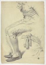 Seated Figure and Sketch of Sash Tied Around Torso, n.d.