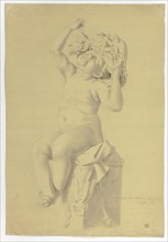 Antique Statue of Seated Putto Holding Mask of Silenus, 1775.