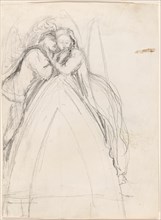 Design for a Gothic Arch with the Artist and Effie Ruskin Embracing (recto); Design for a Gothic Arch with Effie as an Angel (verso), 1853.