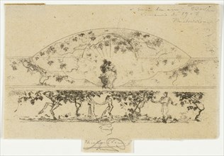 Jupiter and Alcmene and Nymphs and Satyrs on a Frieze Medallion, Study for Decoration of a Frame, 1907-08.