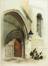 Doorway, Temple, frontispiece to Original Views of London as It Is, 1842.