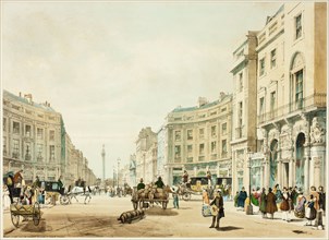Regent Street Looking Towards the Duke of York's Column, plate twelve from Original Views of London as It Is, 1842.