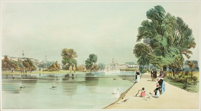 The Horseguards from St. James's Park, plate fourteen from Original Views of London as It Is, 1842.