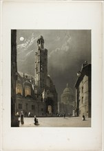 St Etienne du Mont and the Pantheon, Paris, plate 20 from Picturesque Architecture in Paris, Ghent, Antwerp, Rouen, Etc., 1839.
