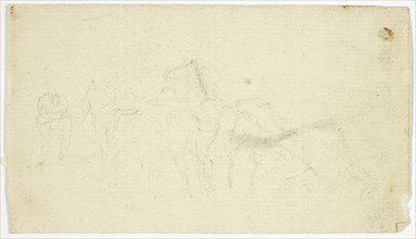 Horses with Groom (recto); Sketches of Peasant with Basket (verso), n.d. (recto); 1789/1843 (verso).