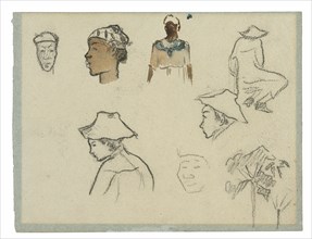 Sketches of Figures and Foliage (recto); Profile of Charles Laval with Palm Tree and Other Sketches (verso), 1887.