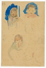 Sketches of Children, a Woman, and Profiles (recto), Sketches of Horses and Child (verso), 1891/93.