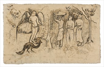 Angel, Peacock, and Three Tahitians, c. 1902.