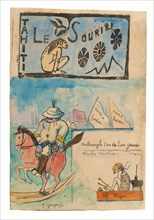 Caricatures of Gauguin and Governor Gallet, with headpiece from Le sourire, 1900.