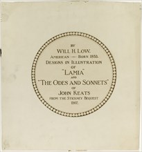 Title Page for the "Odes and Sonnets of John Keats", n.d.
