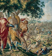 Cyrus Defeats Spargapises, from 'The Story of Cyrus', Flanders, c. 1670. Woven at the workshop of Albert Auwercx, from designs by Michiel Coxie. Detail from a larger artwork.