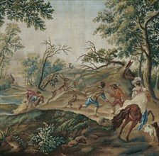 The Stag Hunt, from Pastoral Hunting Scenes, Aubusson, c. 1775. Creator: Unknown.